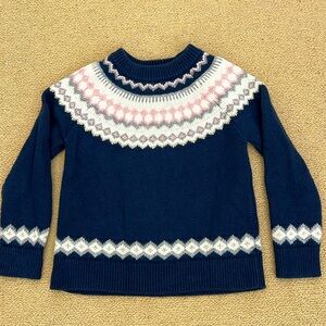 J Crew crewcuts navy fair isle ski sweater size 6/7!